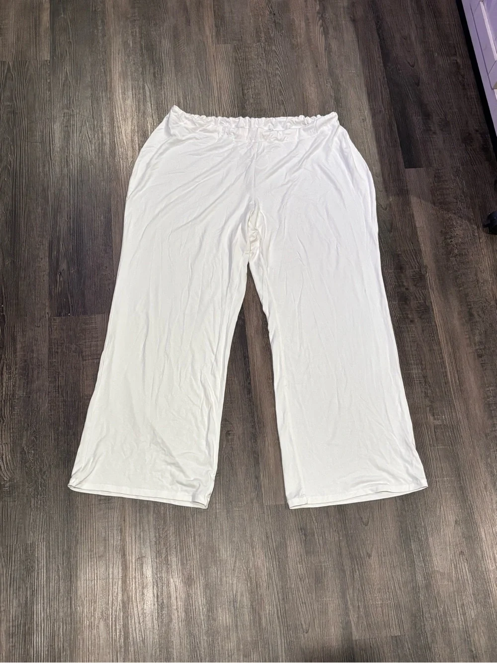 SKIMS White Wide-Leg Lounge Pants with Elastic Waist - Picture 1 of 4